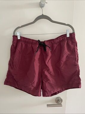 Men's Maroon Swim Shorts with Black Drawstring